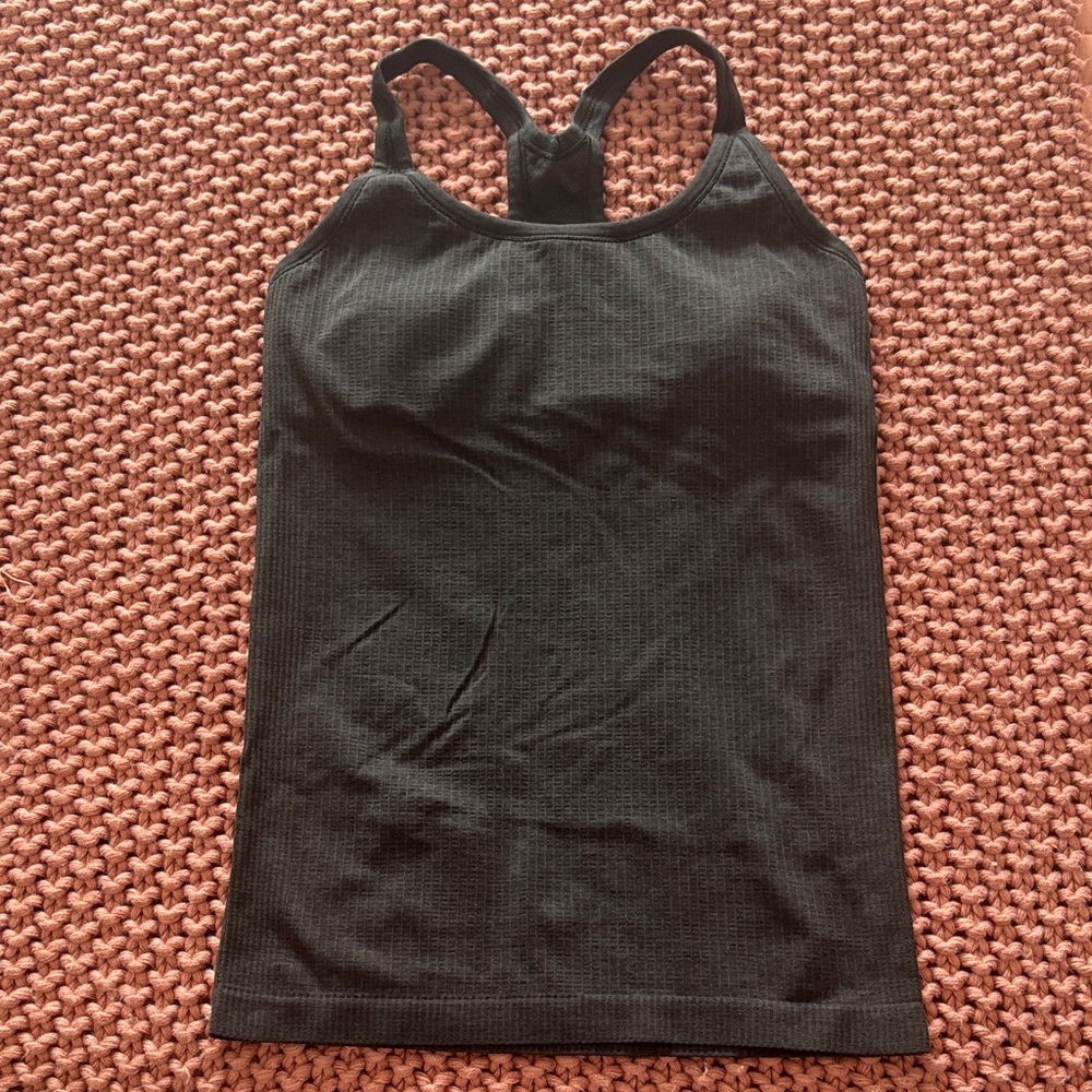 Lululemon Ebb to Street built in bra - size 8 - Ribbed Tank Top -black/dark gray
